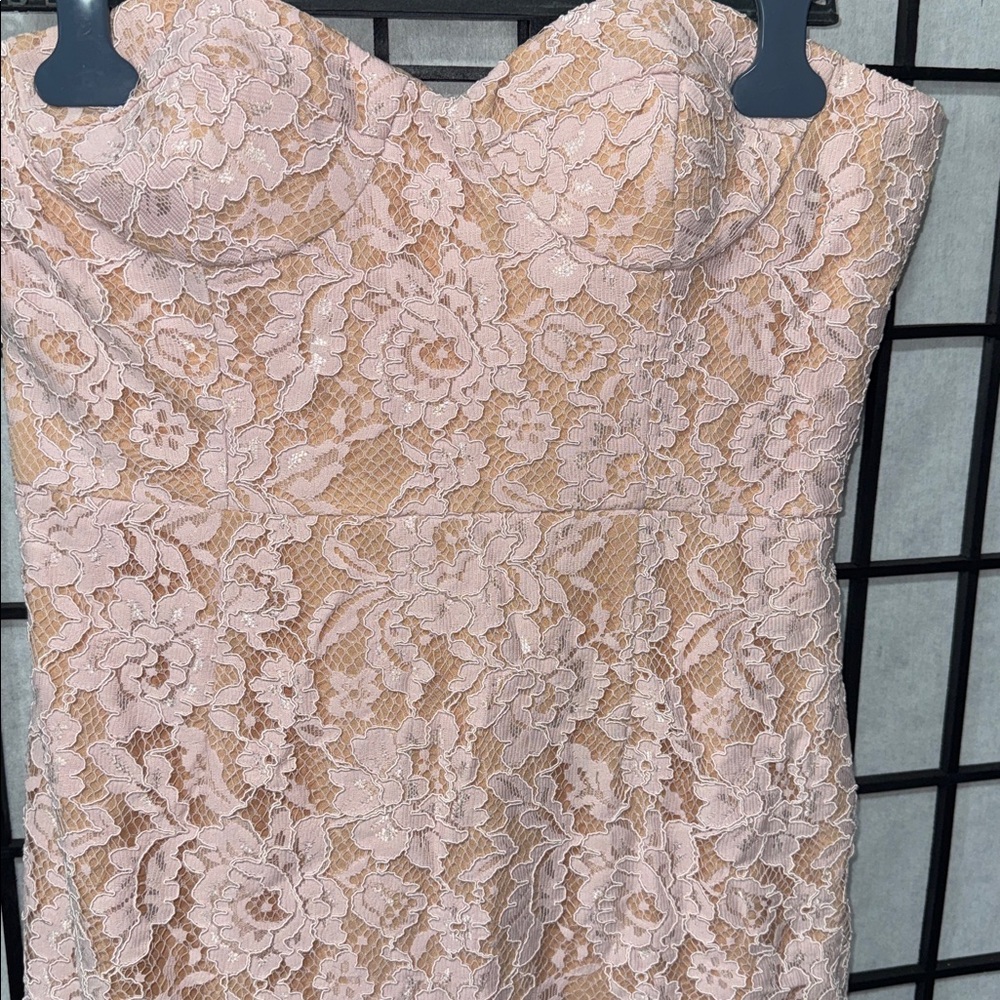 ASOS Jarlo Petite Blush Pink Lace Bandeau Midi Dress – Size 14P UK 10pUS✨ - Picture 10 of 11
